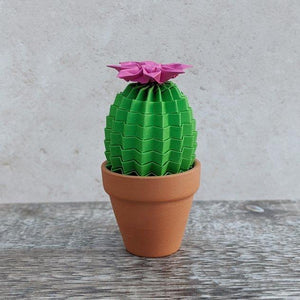 Mini Origami Cactus with flower - Paper Cacti - Origami Blooms