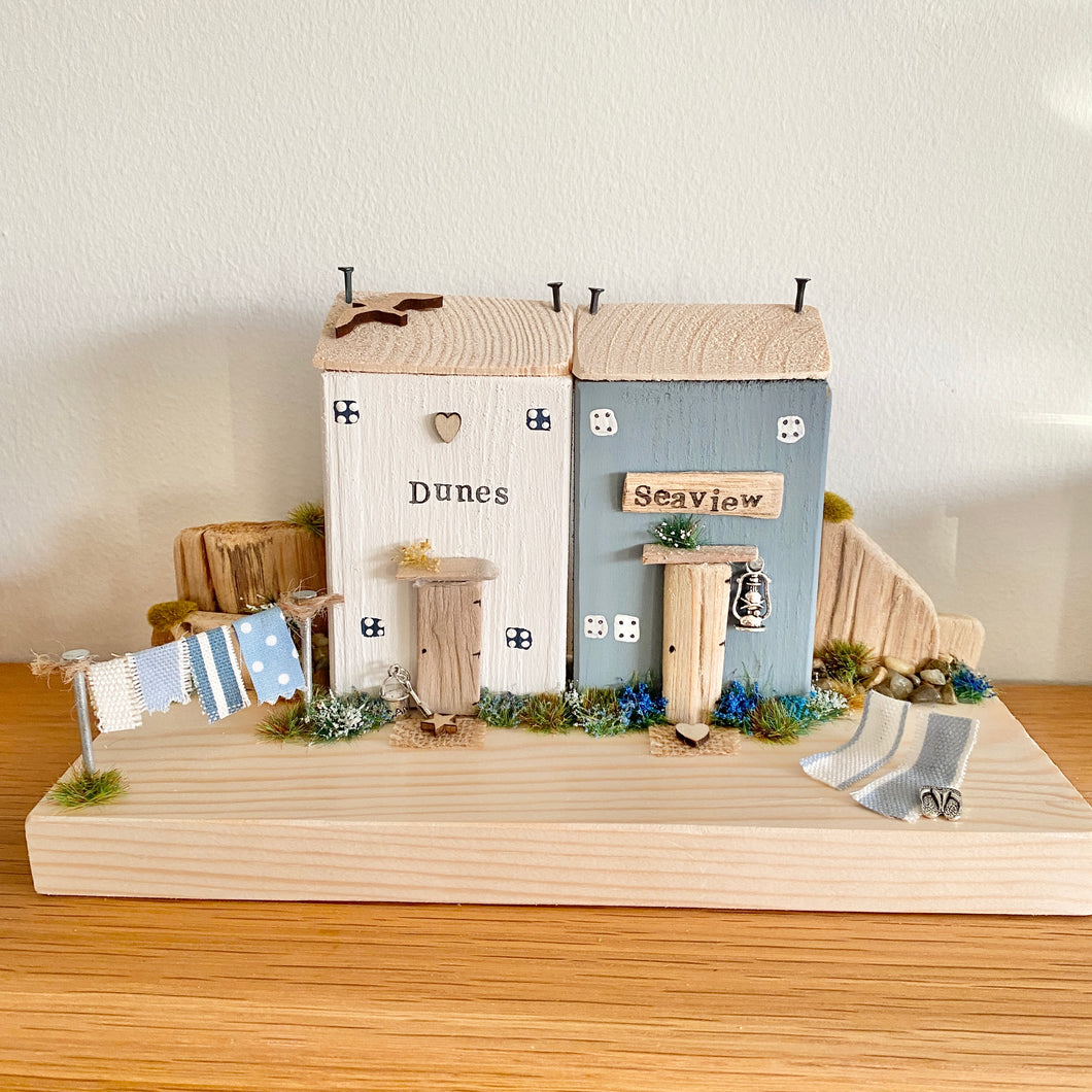 Row of 2 Wooden Beach Cottages - Tina's Lovely Creations