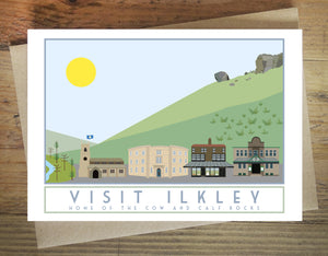 Ilkley greetings card - tourism poster inspired - Sweetpea and Rascal - Yorkshire scenes