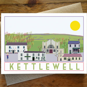 Kettlewell greetings card - tourism poster inspired - Sweetpea and Rascal - Yorkshire scenes