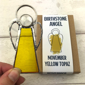 Birthstone Angel - November/Yellow Topaz - Stained Glass Decoration - GlassHouse Design
