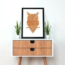 Load image into Gallery viewer, Vintage Map Artwork Framed Print - Owl - Available as Leeds, Yorkshire or Personalised Designs

