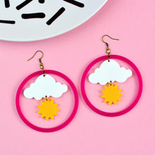 Load image into Gallery viewer, Sunshine Cloud Weather Statement Earrings - Acrylic Earrings - Silly Loaf
