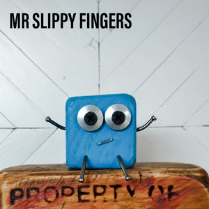 Scraplet - Small - Mr Slippy Fingers - Wood robot figure