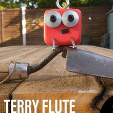 Load image into Gallery viewer, Scraplet - Small - Terry Flute - Wood robot figure

