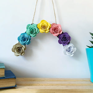 Pastel Rainbow Paper Flower Hanging Arch - Turn the Page Design