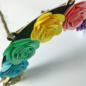 Pastel Rainbow Paper Flower Hanging Arch - Turn the Page Design