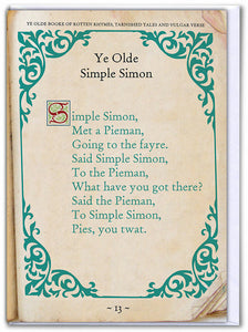 Cheeky Nursery Rhyme Card - Simple Simon - sweary greeting card - Brainbox Candy