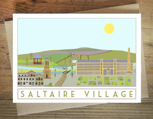 Saltaire Greetings card - tourism poster inspired - Sweetpea and Rascal - Yorkshire scenes