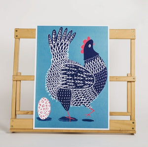 Chicken Illustration - A3 screen print - Jenna Lee Alldread