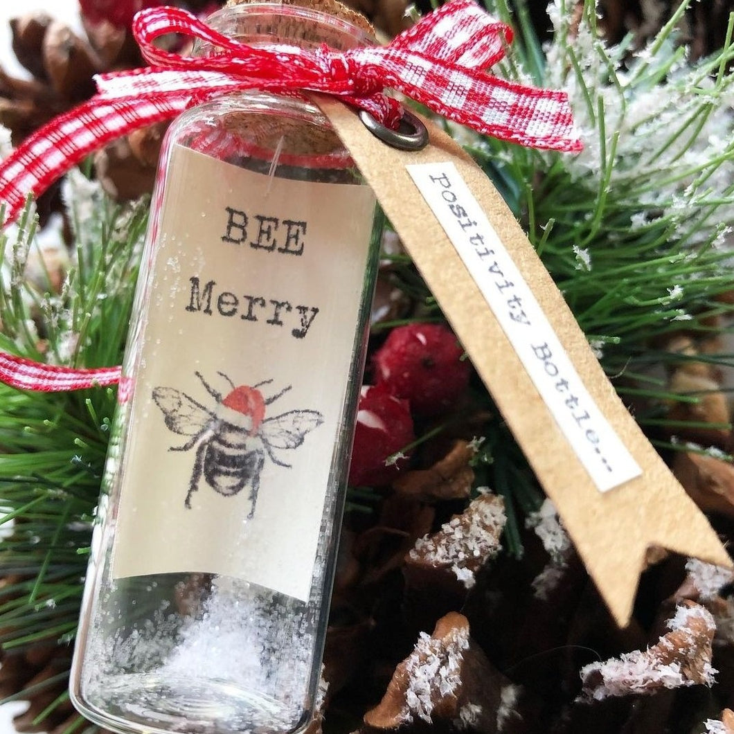 Christmas Positivity Bottle - Bee Merry - Hap-Bee Christmas - Hello Sweetie