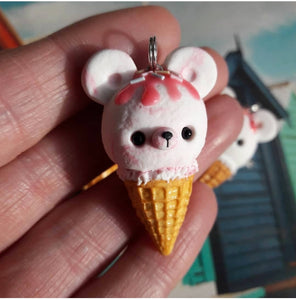 Ice cream Charms - Bunny - Bear - Pins and Noodles - Polymer Clay
