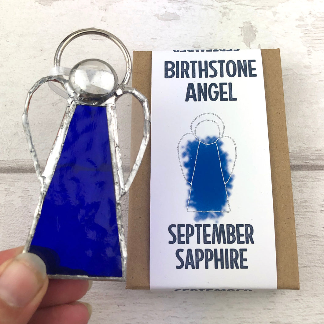 Birthstone Angel - September/Sapphire - Stained Glass Decoration - GlassHouse Design