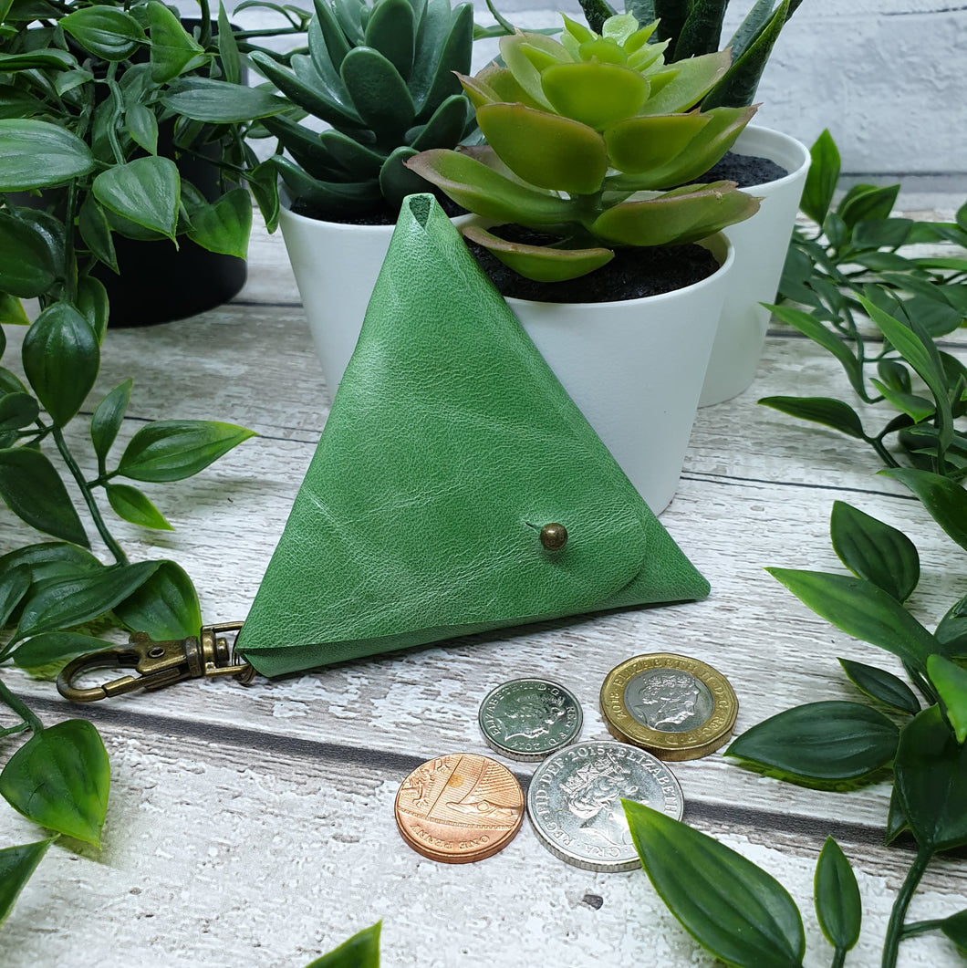 Leather Earphone Pouch/Coin Purse Keyring - Shadow Craft - Recycled Leather