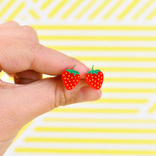 Load image into Gallery viewer, Strawberry Stud Earrings - Acrylic Earrings - Silly Loaf
