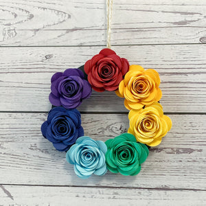 Rainbow Paper Flower Wreath Decoration - Turn the Page Design
