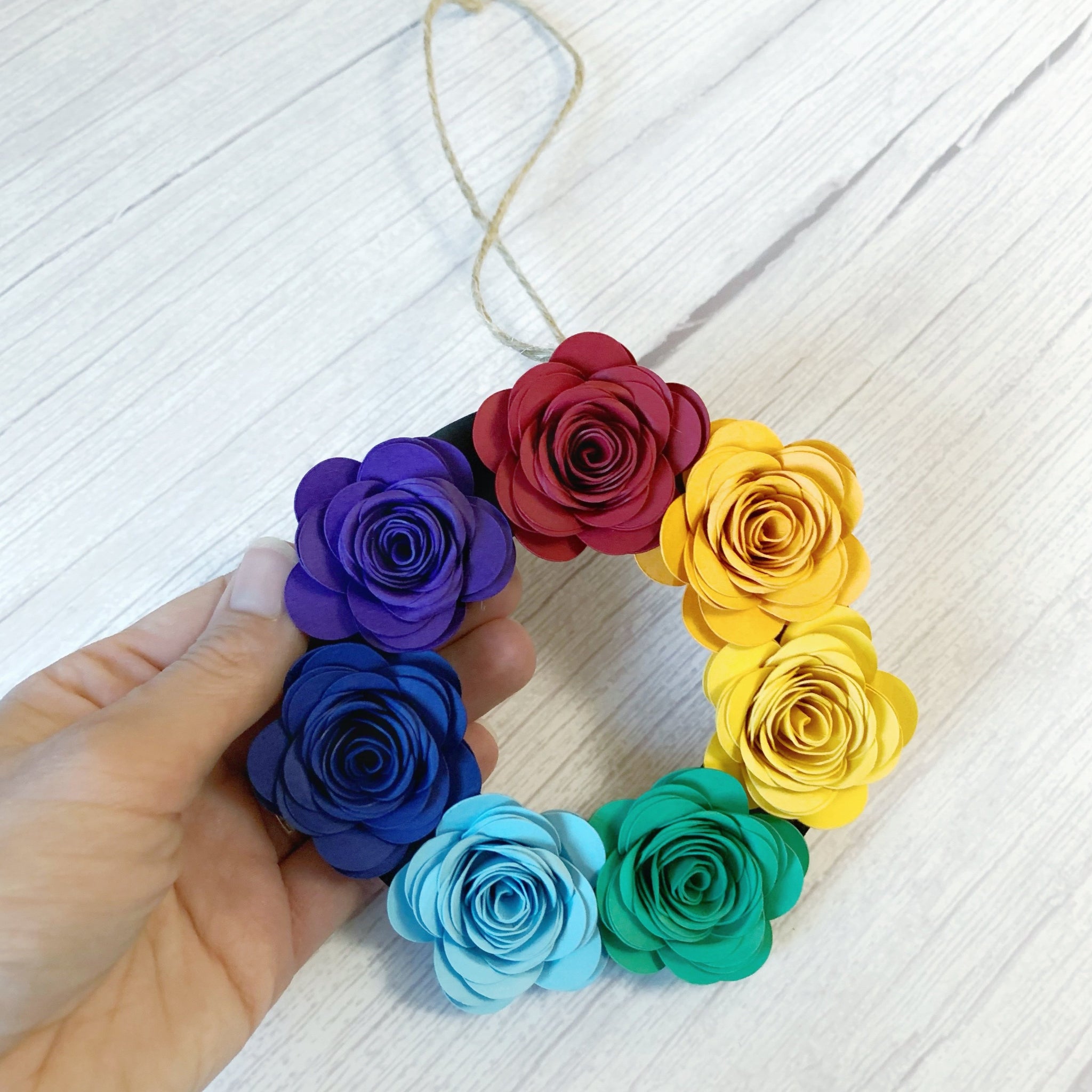 Rainbow Paper Flower Wreath Decoration - Turn the Page Design – Our  Handmade Collective