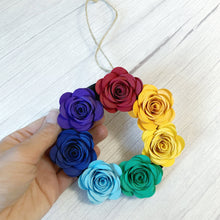 Load image into Gallery viewer, Rainbow Paper Flower Wreath Decoration - Turn the Page Design
