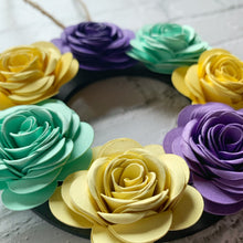 Load image into Gallery viewer, Spring Paper Flower Wreath Decoration - Turn the Page Design
