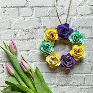 Spring Paper Flower Wreath Decoration - Turn the Page Design
