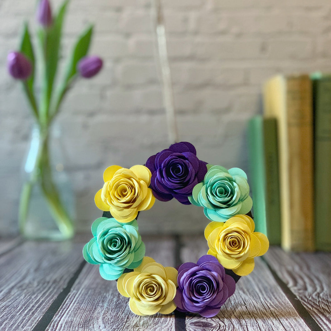 Spring Paper Flower Wreath Decoration - Turn the Page Design