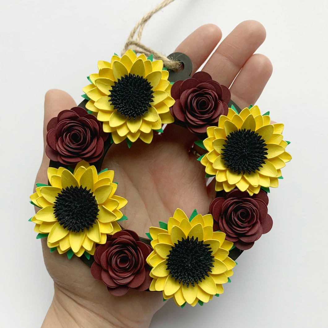 Sunflower Paper Flower Wreath - Turn the Page Design