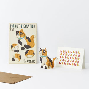 Calico Cat - Wooden Pop Out Card and Decoration - card and gift in one - The Pop Out Card Company