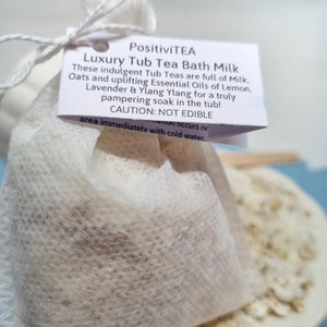 Bath Milk Soak - Tub Tea - PositivTEA - SereniTEA - TranquiliTEA - puns - Sensitive Skin treatments - Little Shop of Lathers