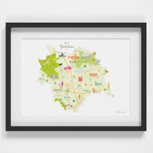 Load image into Gallery viewer, Map of Yorkshire - Illustration - A4 Print - Holly Francesca
