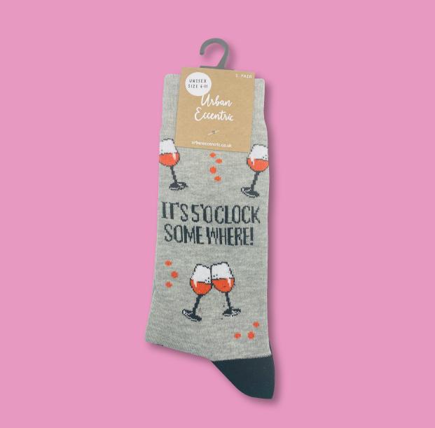 It's 5 O'Clock somewhere Socks - Unisex socks - Urban Eccentric - Wine Socks