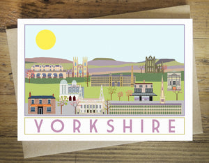 Yorkshire greetings card - tourism poster inspired - Sweetpea and Rascal - Yorkshire Landmarks - Yorkshire scenes