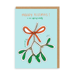 Merry Kissmas - Cut out mistletoe Christmas card - OHHDeer