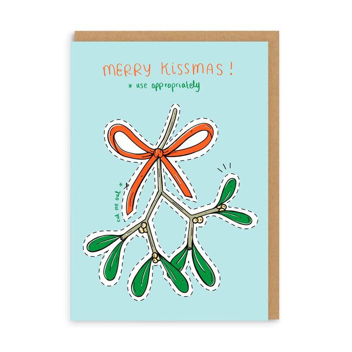 Merry Kissmas - Cut out mistletoe Christmas card - OHHDeer
