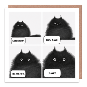 All the poo - Life with cats greetings card - Whale and Bird
