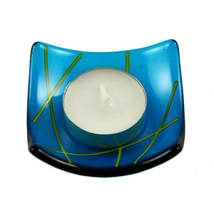 Glass Tealight Holder - White - Red- Turquoise - RD Glass