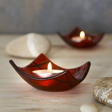 Load image into Gallery viewer, Glass Tealight Holder - White - Red- Turquoise - RD Glass
