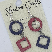 Load image into Gallery viewer, Leather Cutout Drop Earrings - Mismatched Shape - Shadow Crafts
