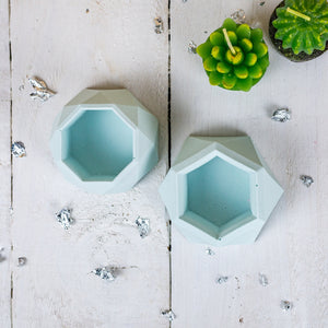 Mini Geometric Jesmonite Planter - Blue - Nine Angels