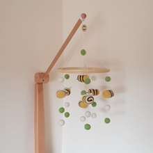 Load image into Gallery viewer, Bumble Bee Green and White Felt Ball Mobile - Useless Buttons
