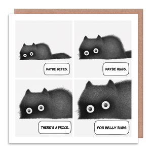 Belly Rubs - Life with cats greetings card - Whale and Bird