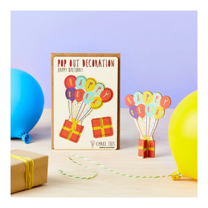 Birthday Balloons - Wooden Pop Out Card and Decoration - card and gift in one - The Pop Out Card Company