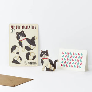 Black and White Cat - Wooden Pop Out Card and Decoration - card and gift in one - The Pop Out Card Company