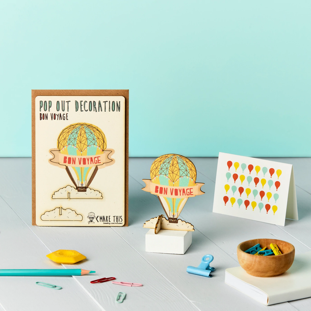 Bon Voyage Wooden Pop Out Card and Decoration - New Job - Leaving card - card and gift in one - The Pop Out Card Company