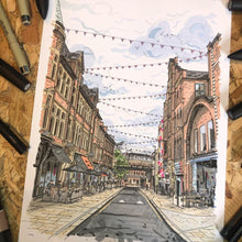 Load image into Gallery viewer, Call Lane Leeds - A4 print - Art by Arjo - Leeds artwork
