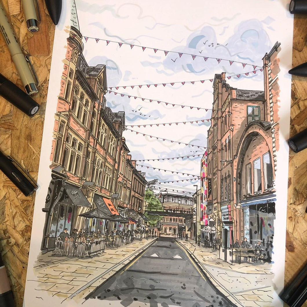 Call Lane Leeds - A4 print - Art by Arjo - Leeds artwork