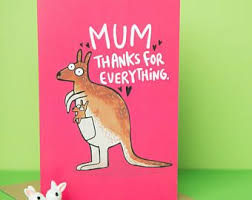 Mum, thanks for everything card  - Katie Abey - Mothers Day - Mum greetings card - kangaroo