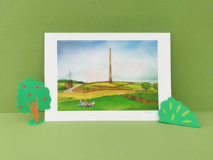 Emley Moor print - Illustrator Kate - A4 print - Yorkshire gifts