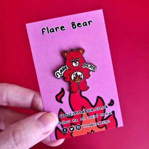 Flare Bear - Chronic illness awareness Enamel Pin - Invisible Illness Club - Innabox