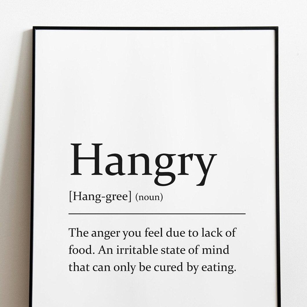 Sarcastic dictionary definition Print - Hangry - A4 Print - The Crafty Little Fox