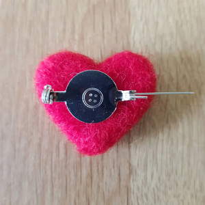 Heart Shaped Needle Felted Brooch - Lots of colours - Useless Buttons
